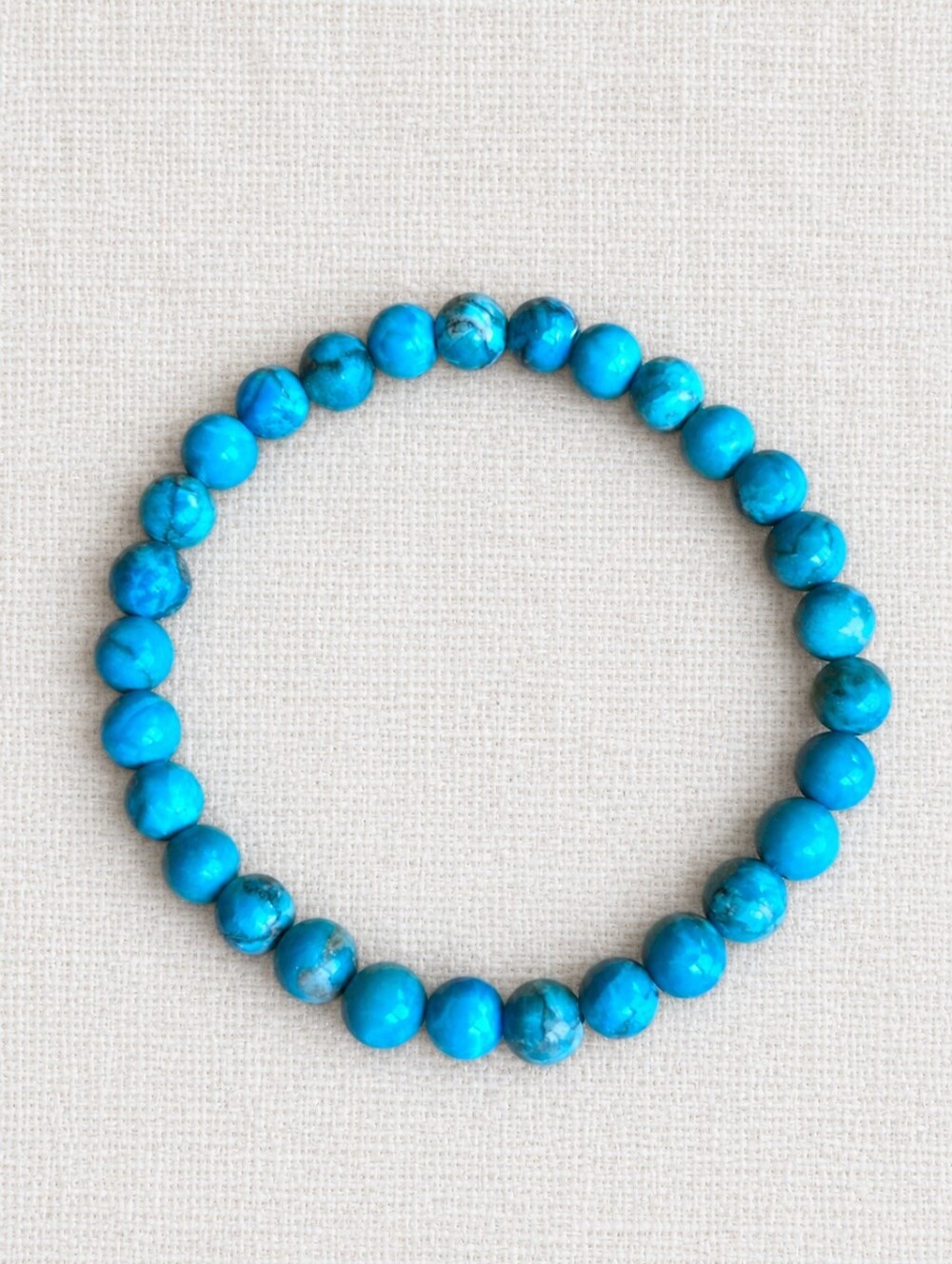 Turquoise Beaded Stretch Bracelet | Hand Crafted | Blue